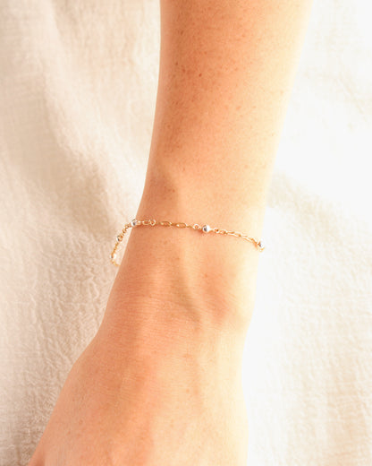 1.7mm Gold Filled Paper Clip Chain with 3mm Beads, Mixed Metal M204