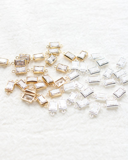 4mm White CZ Rectangle Connector, CN389