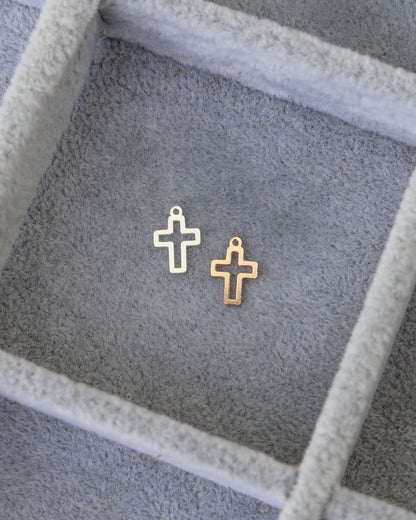 Mini Cross Outline Charm, CH317
