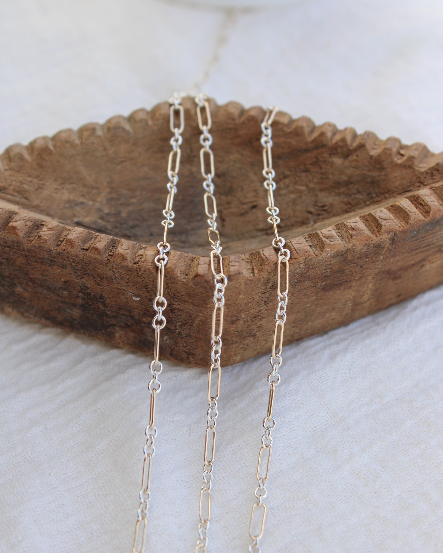 2.3mm Long and Short Mixed Metal Chain 1+3, M214