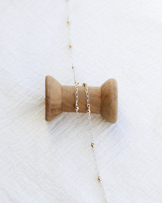 1.7mm SS Paper Clip with 3mm 14k Gold Filled Beads, M205