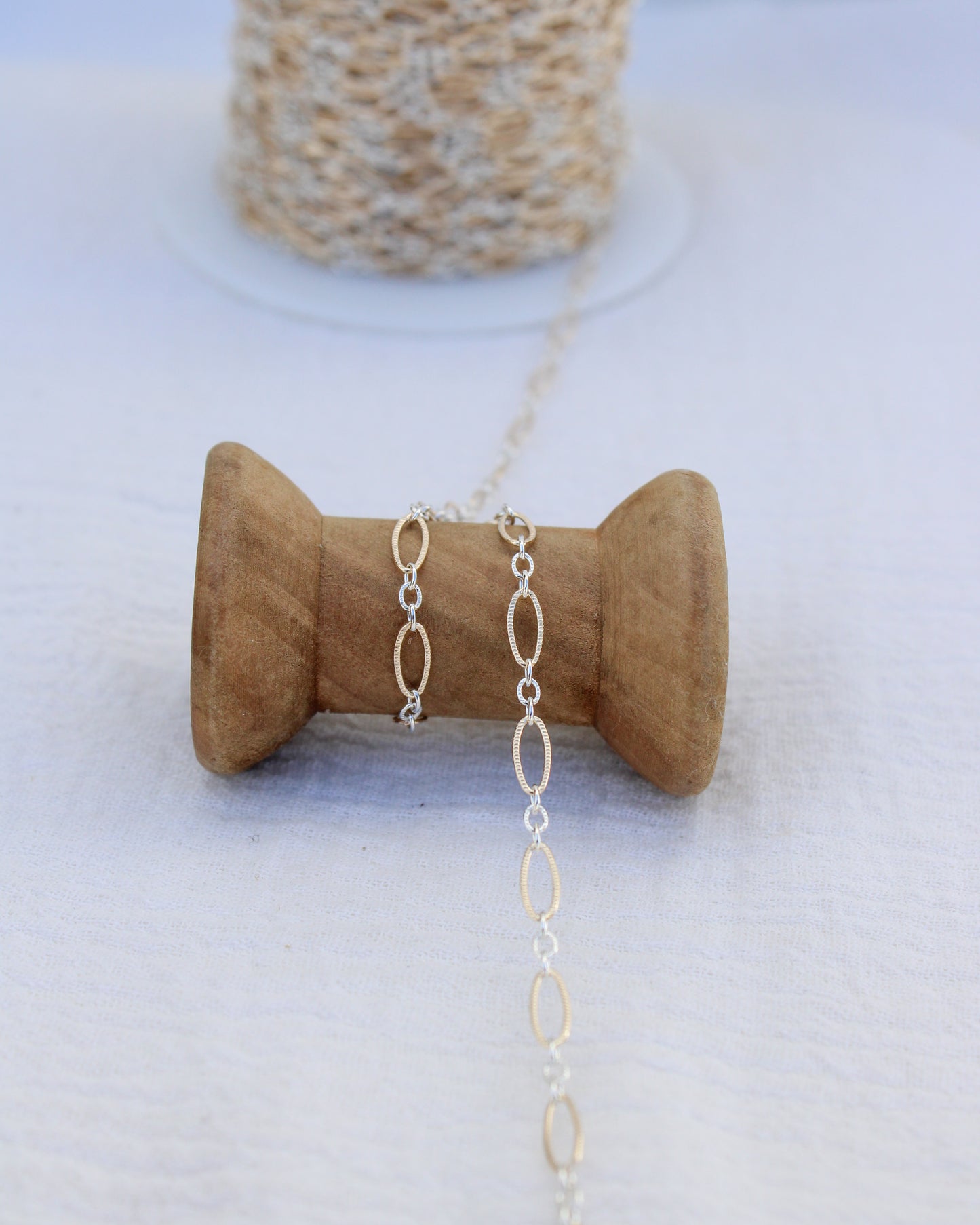 3.3mm Patterned Long and Short Mixed Metal Chain, M218