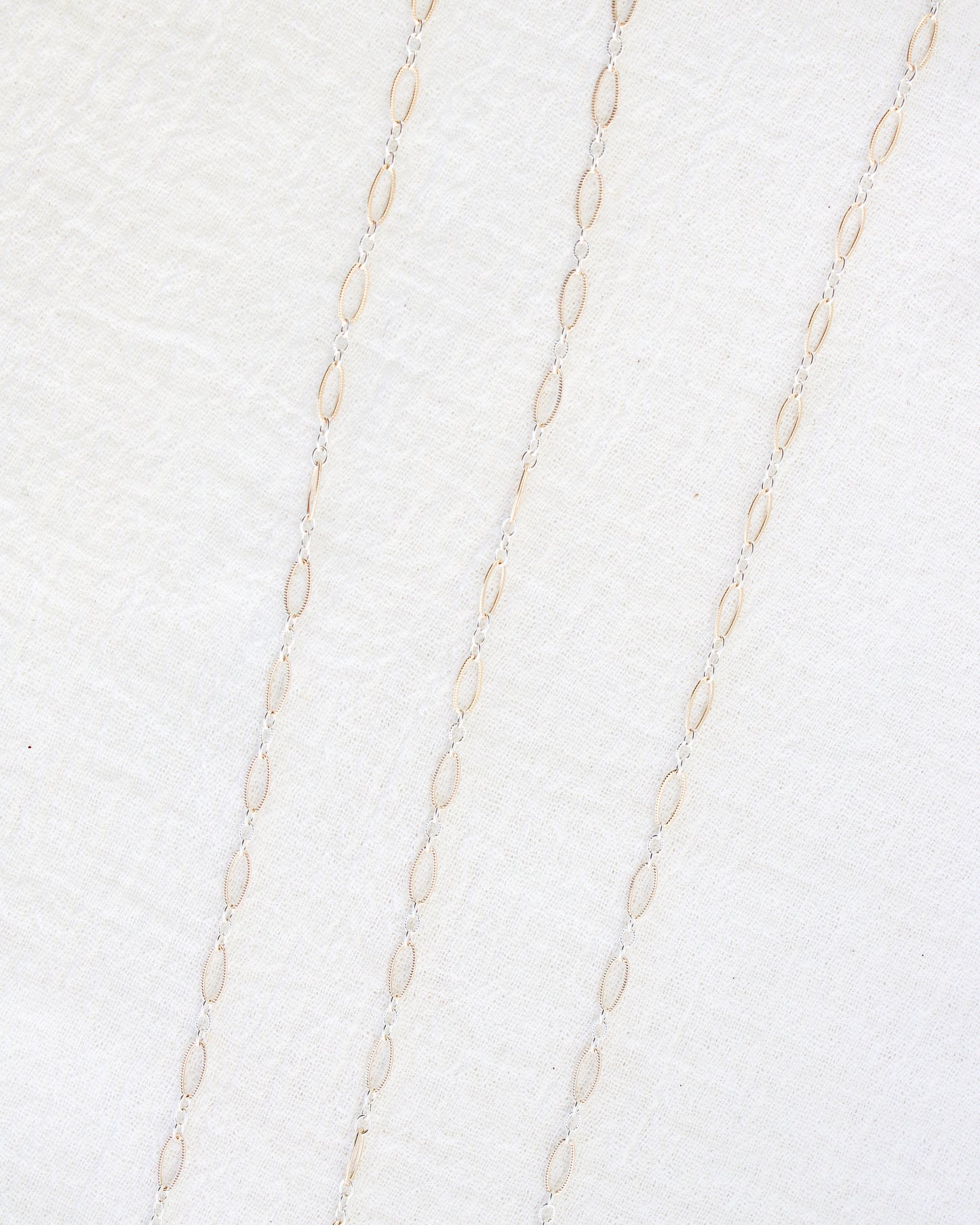 3.3mm Patterned Long and Short Mixed Metal Chain, M218