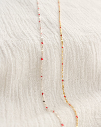 1.2mm Dapped Curb Chain with Red Enamel Dots, S208, G208