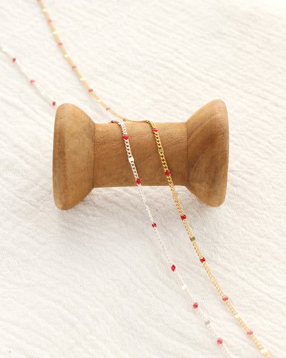 1.2mm Dapped Curb Chain with Red Enamel Dots, S208, G208