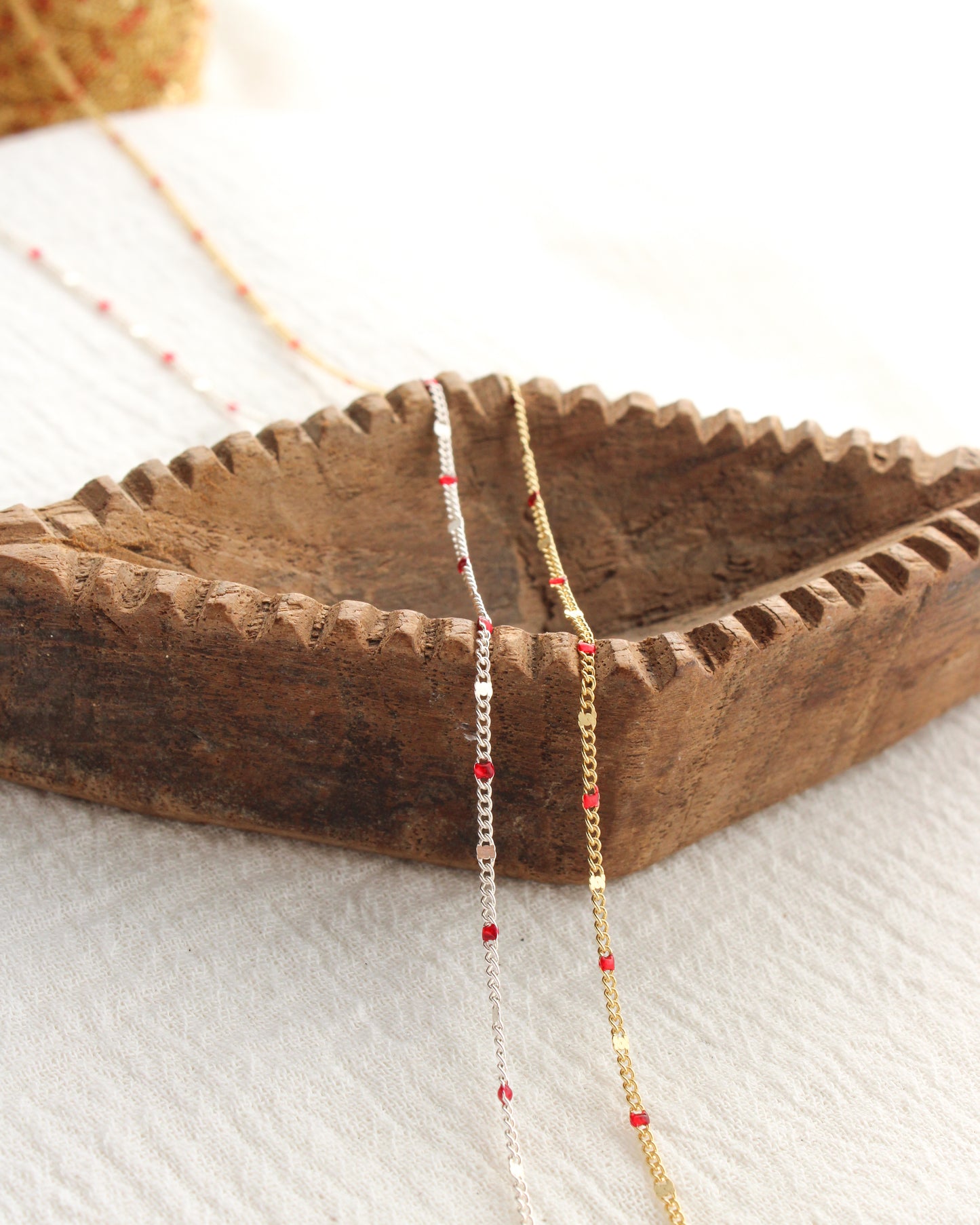 1.2mm Dapped Curb Chain with Red Enamel Dots, S208, G208