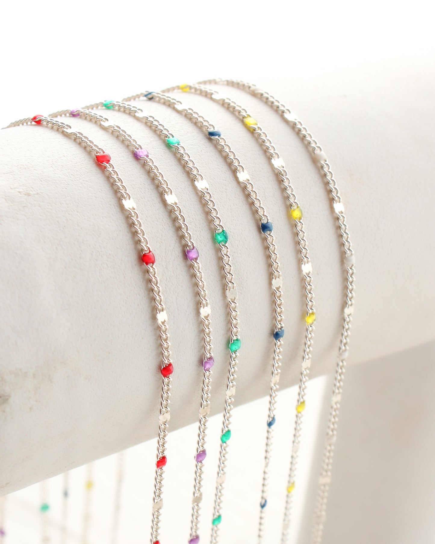 1.2mm Dapped Curb Chain with Blue Enamel Dots, S211, G211