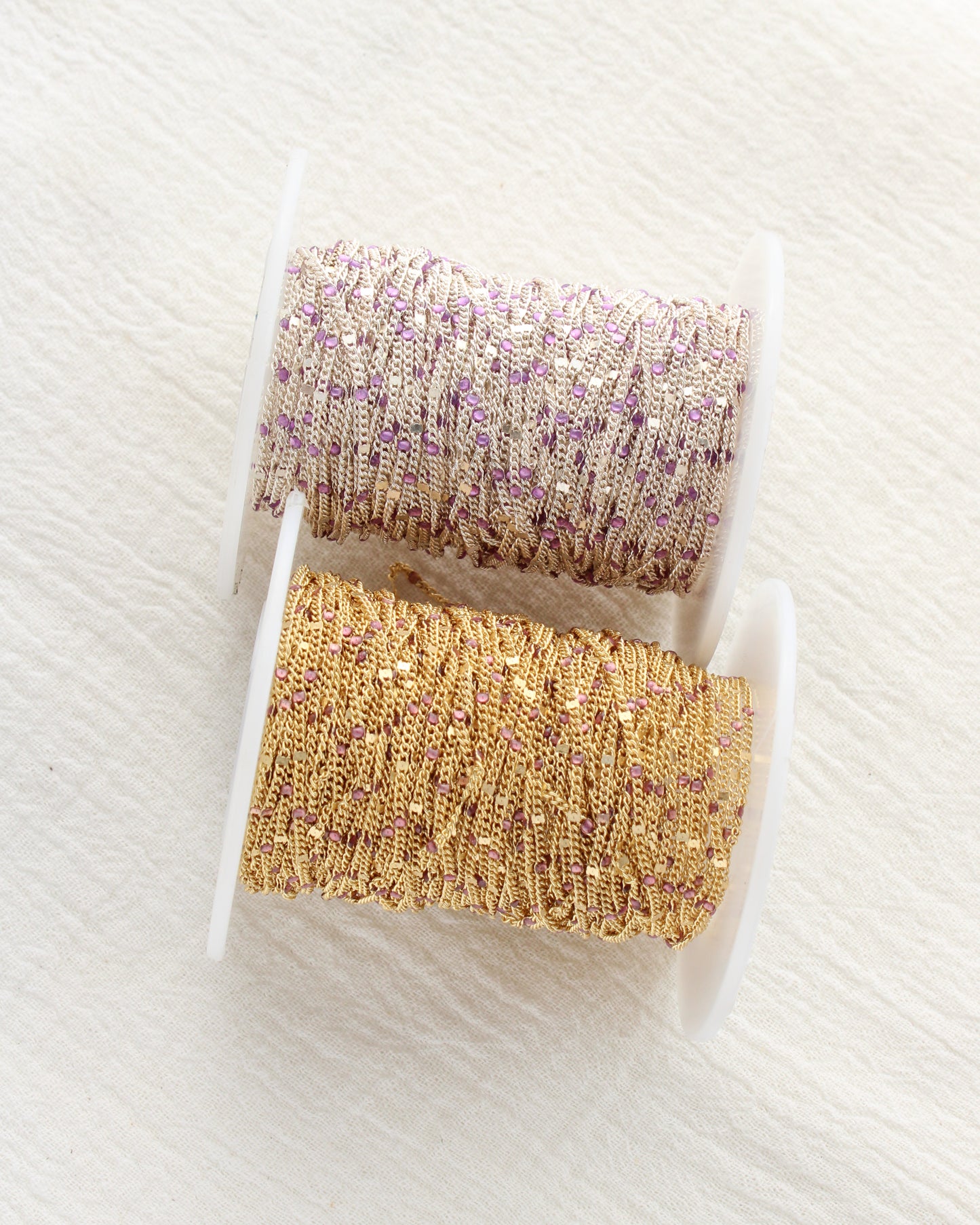 1.2mm Dapped Curb Chain with Purple Enamel Dots, S209, G209