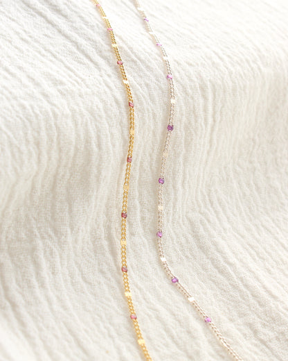 1.2mm Dapped Curb Chain with Purple Enamel Dots, S209, G209