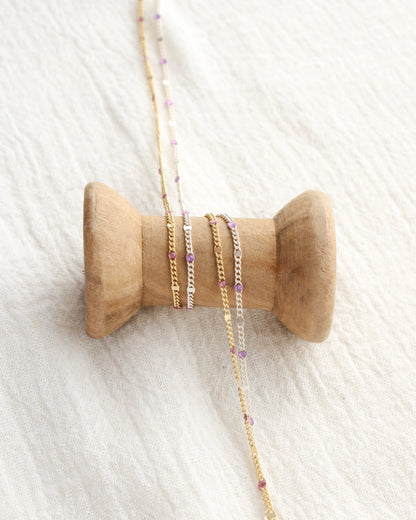 1.2mm Dapped Curb Chain with Purple Enamel Dots, S209, G209