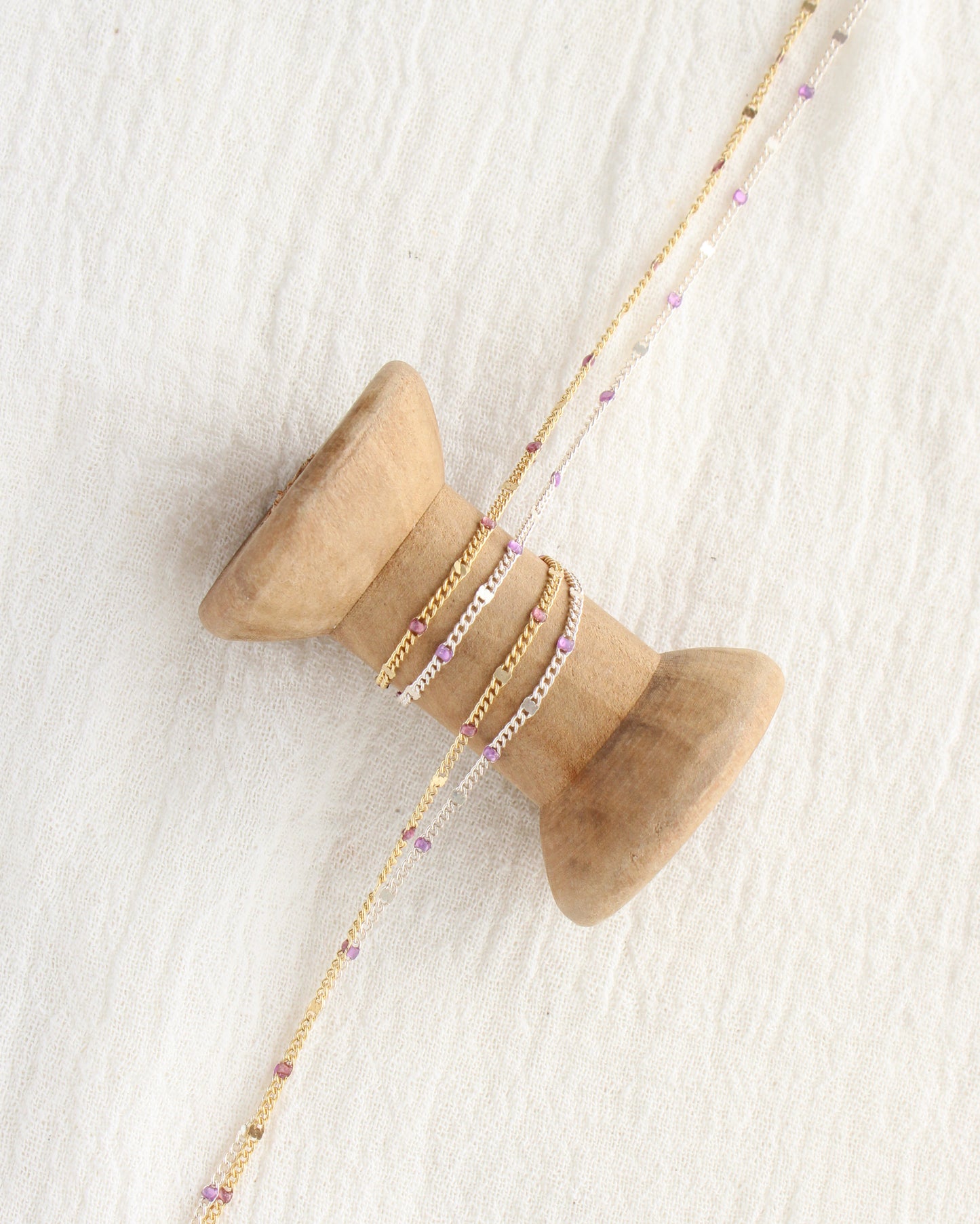 1.2mm Dapped Curb Chain with Purple Enamel Dots, S209, G209