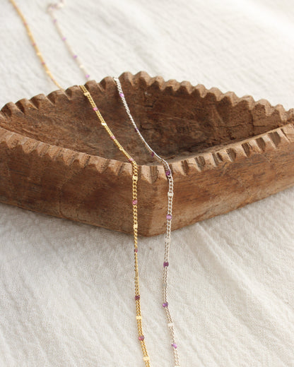 1.2mm Dapped Curb Chain with Purple Enamel Dots, S209, G209