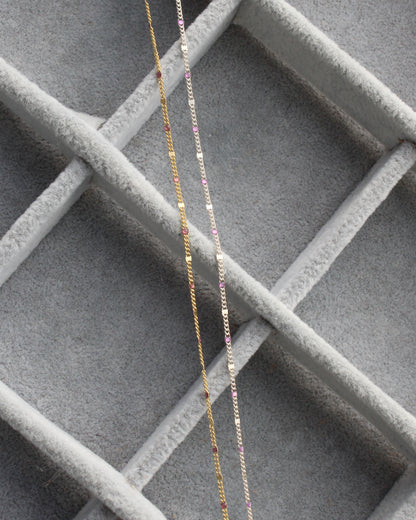 1.2mm Dapped Curb Chain with Purple Enamel Dots, S209, G209