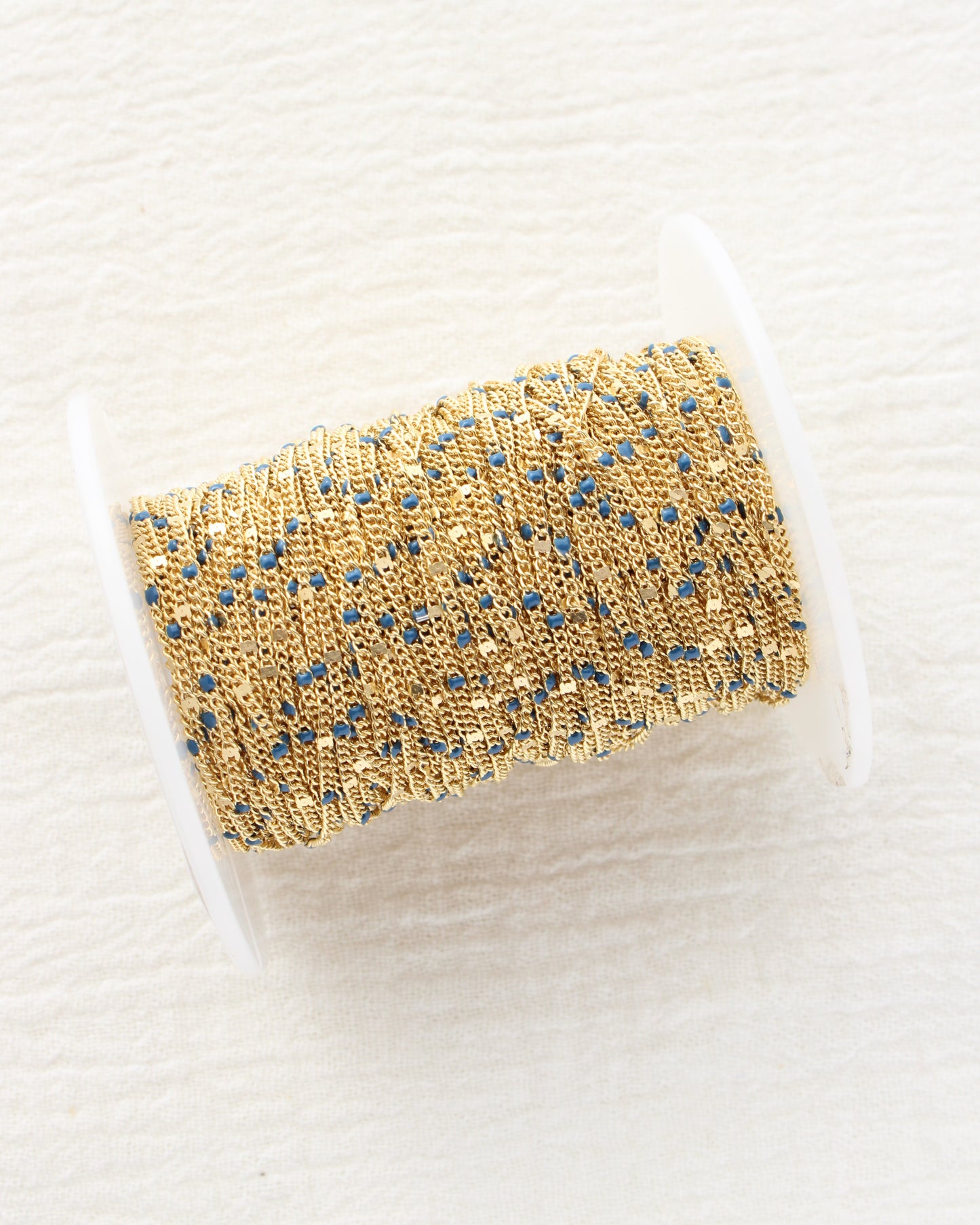 1.2mm Dapped Curb Chain with Blue Enamel Dots, S211, G211