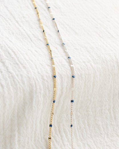 1.2mm Dapped Curb Chain with Blue Enamel Dots, S211, G211