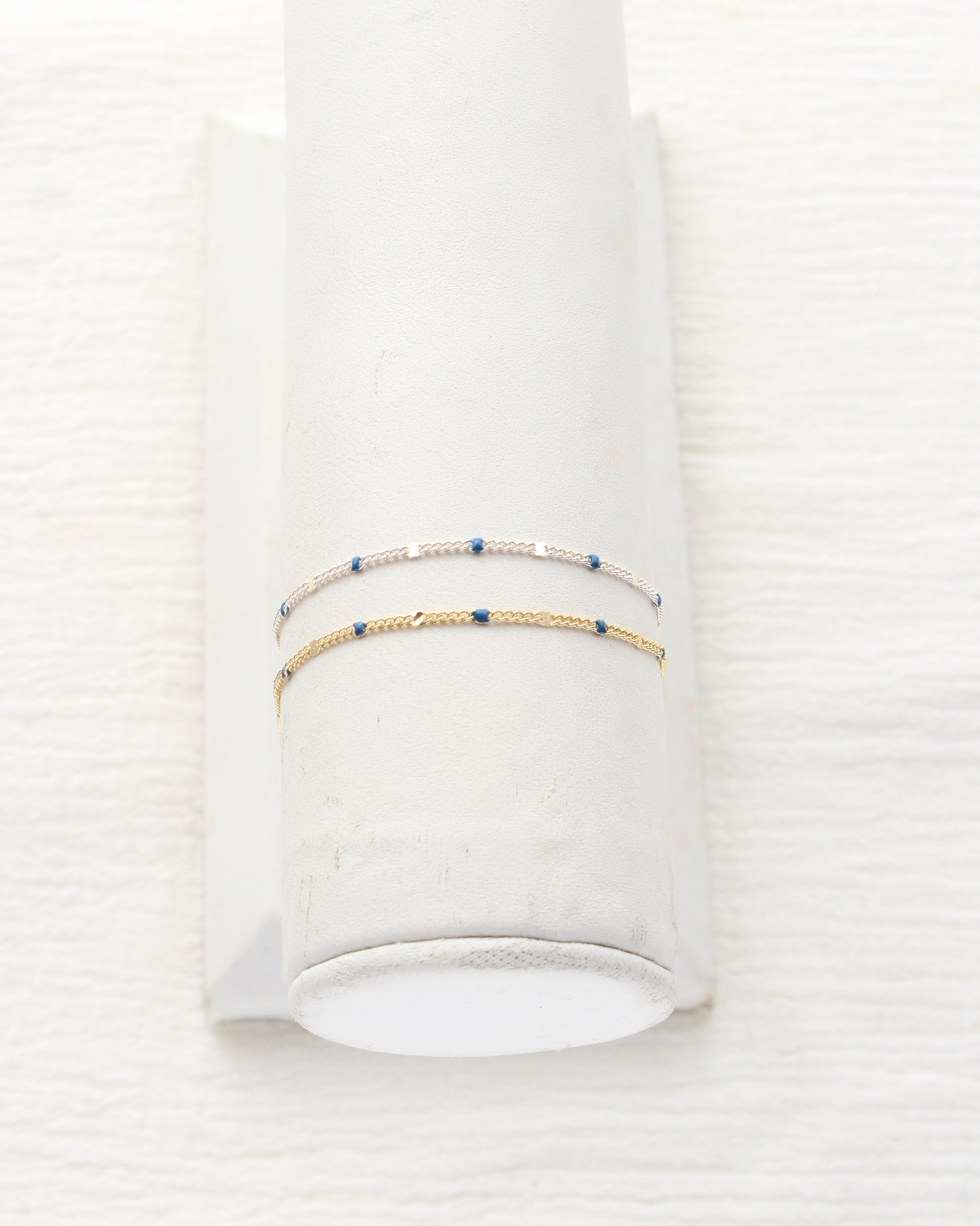 1.2mm Dapped Curb Chain with Blue Enamel Dots, S211, G211