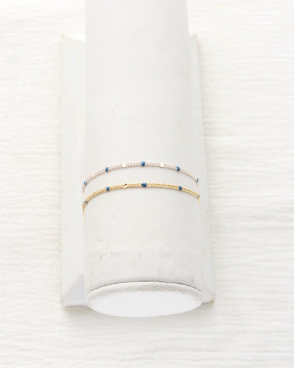 1.2mm Dapped Curb Chain with Blue Enamel Dots, S211, G211