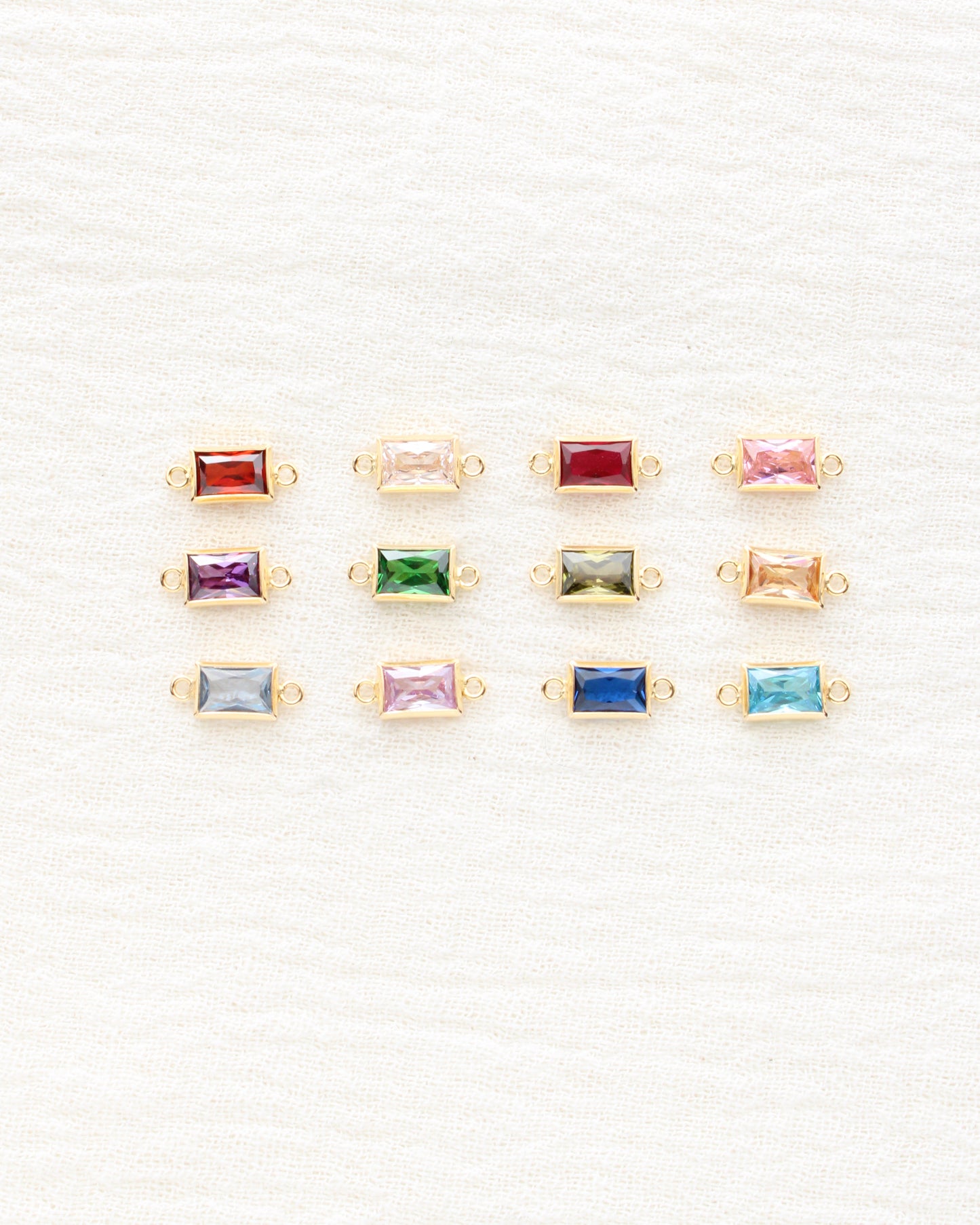 4mm Birthstone CZ Rectangle Connector, CN389