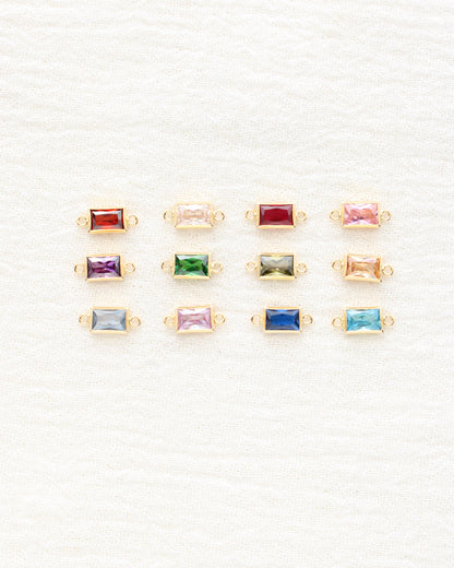 4mm Birthstone CZ Rectangle Connector, CN389