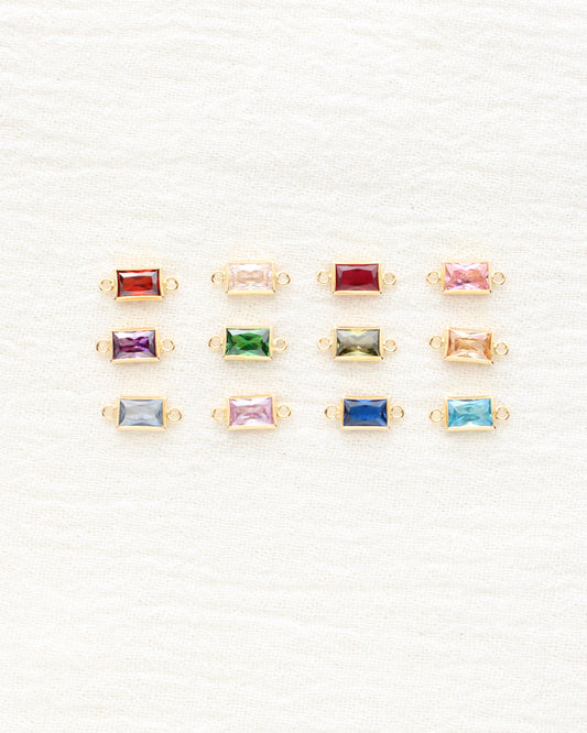 4mm Birthstone CZ Rectangle Connector, CN389
