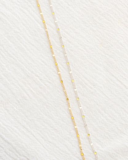 1.2mm Dapped Curb Chain with Yellow Enamel Dots, S212, G212