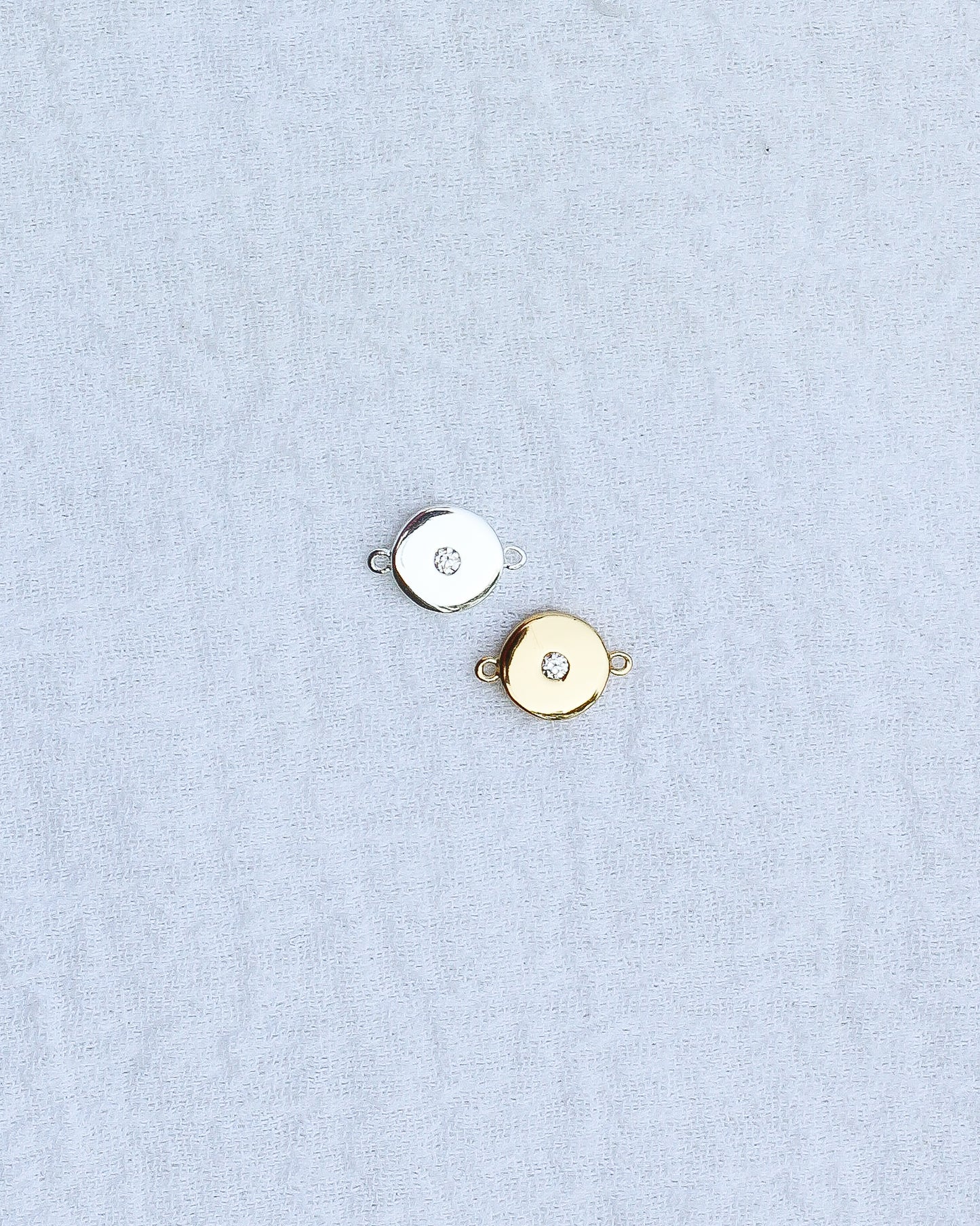 Invisible Set CZ Disc Connector Charm, CN174