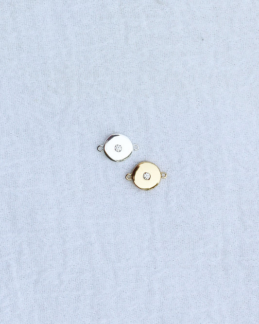 Invisible Set CZ Disc Connector Charm, CN174