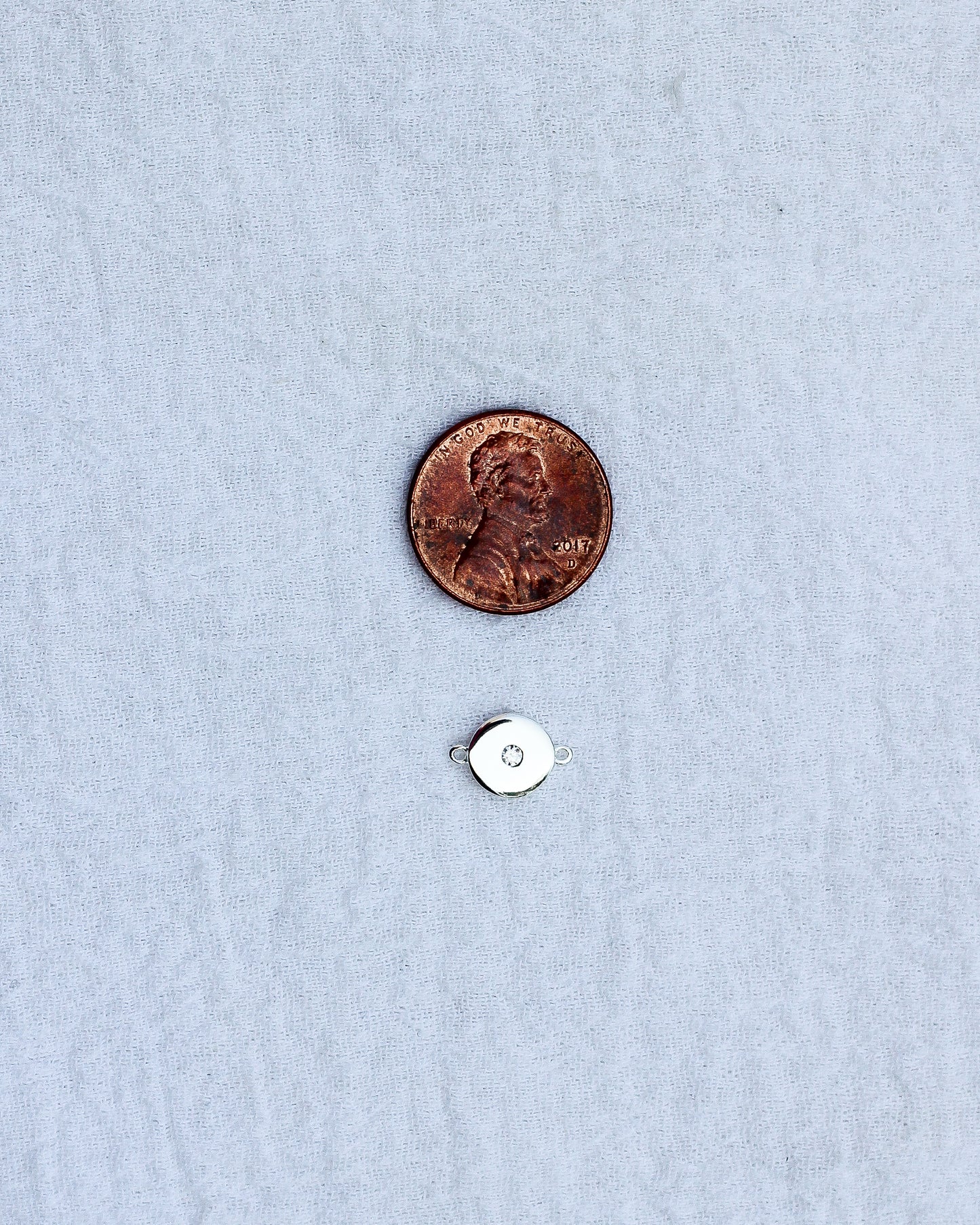 Invisible Set CZ Disc Connector Charm, CN174