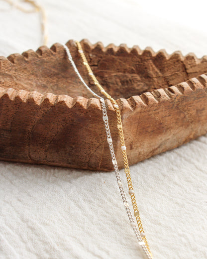 1.2mm Dapped Curb Chain with Cream Enamel Dots, S213, G213