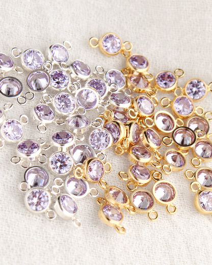 4mm Purple Stone CZ Connector, CN466