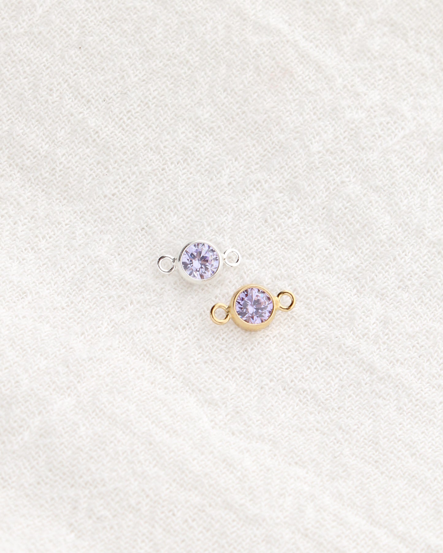 4mm Purple Stone CZ Connector, CN466