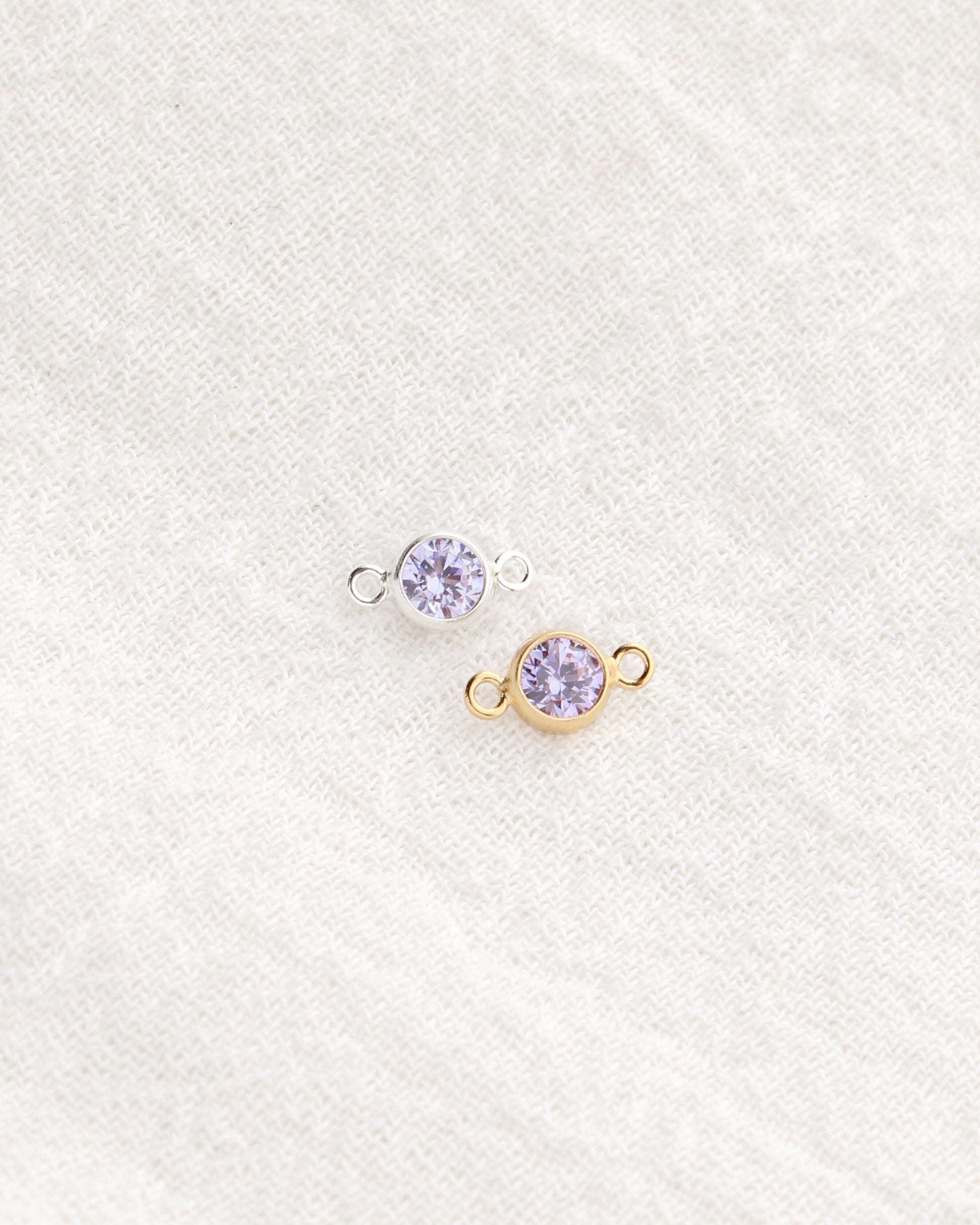 4mm Purple Stone CZ Connector, CN466