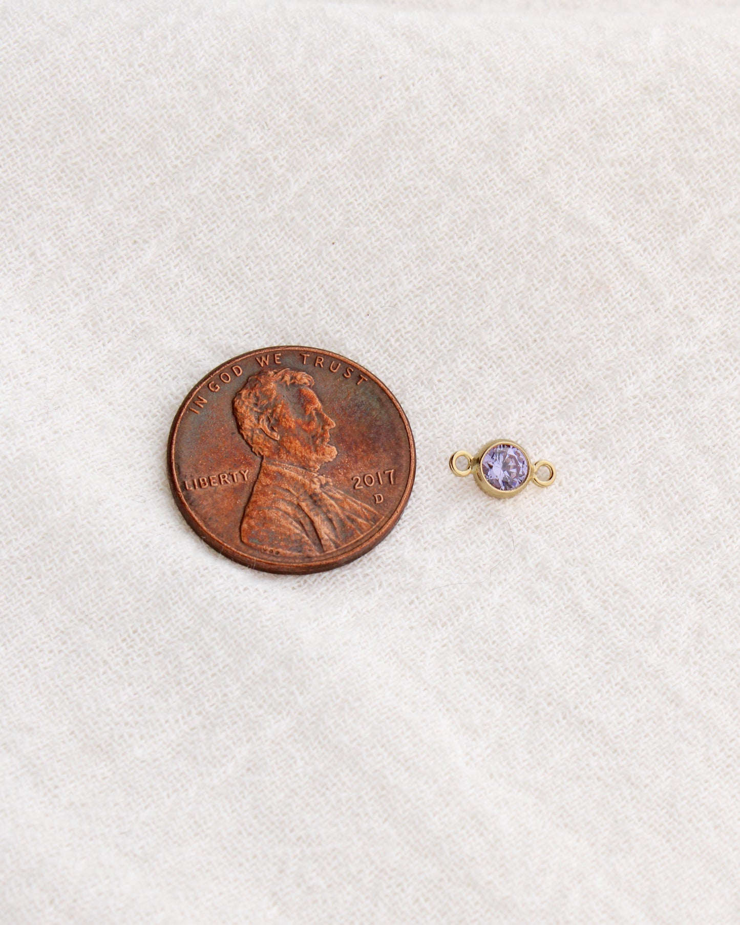 4mm Purple Stone CZ Connector, CN466