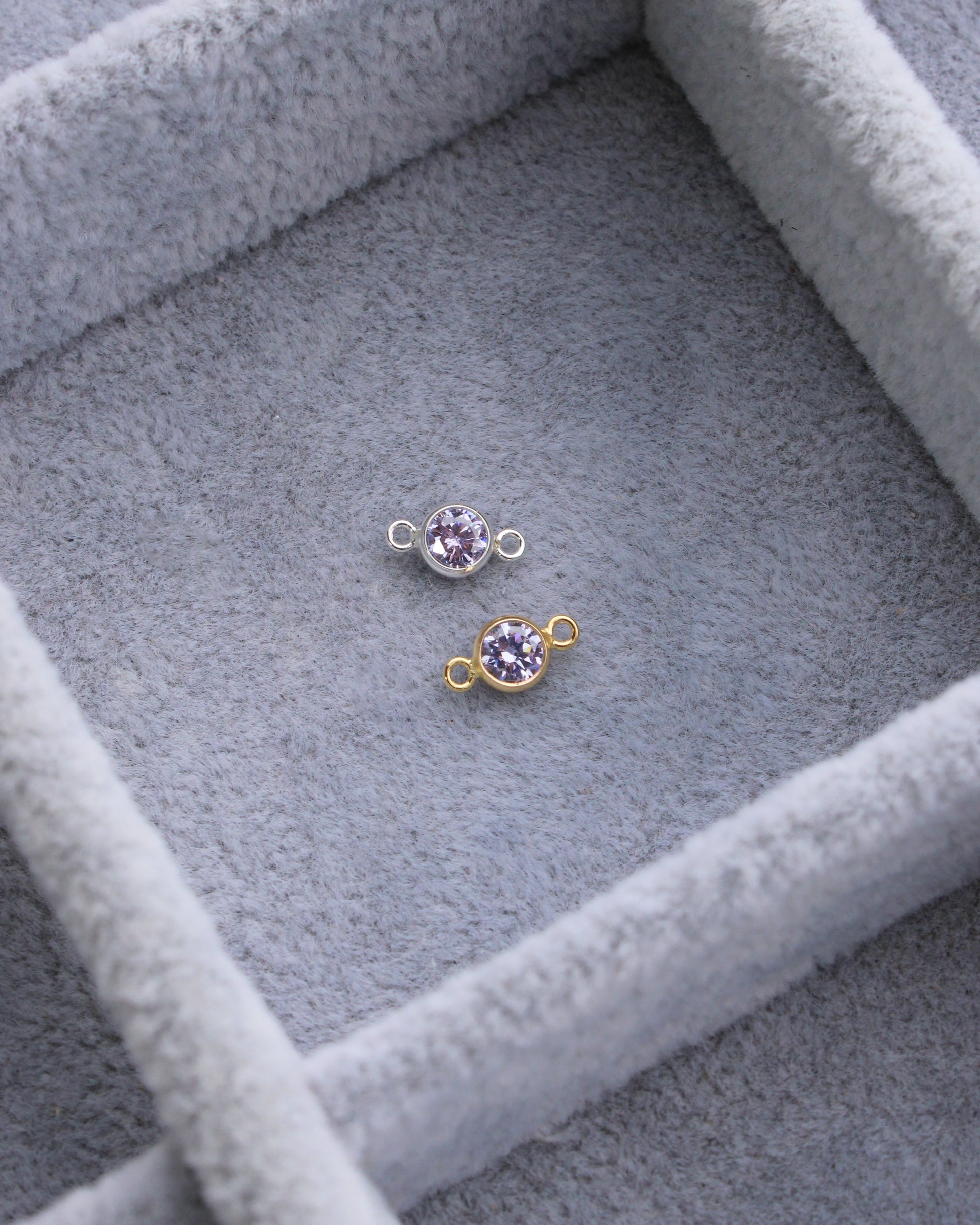 4mm Purple Stone CZ Connector, CN466