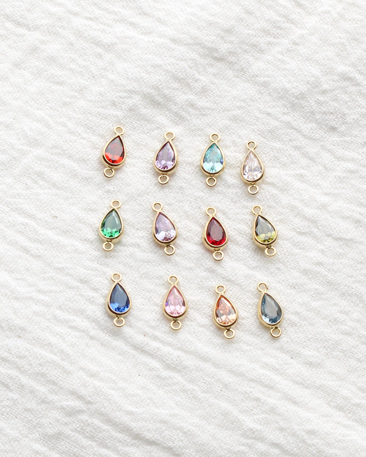 Teardrop Birthstone Bezel Connector, CN399