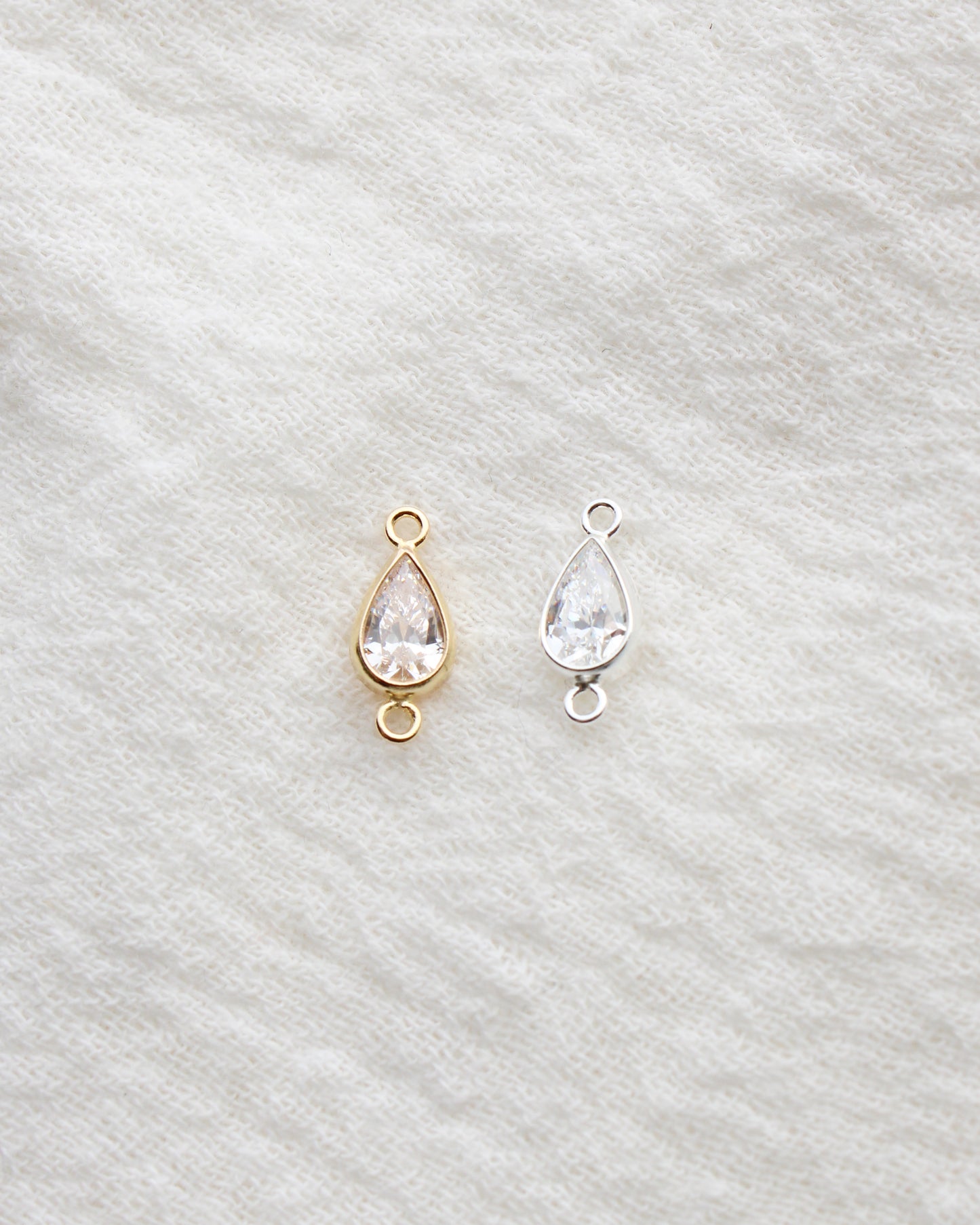 Teardrop Birthstone Bezel Connector, CN399