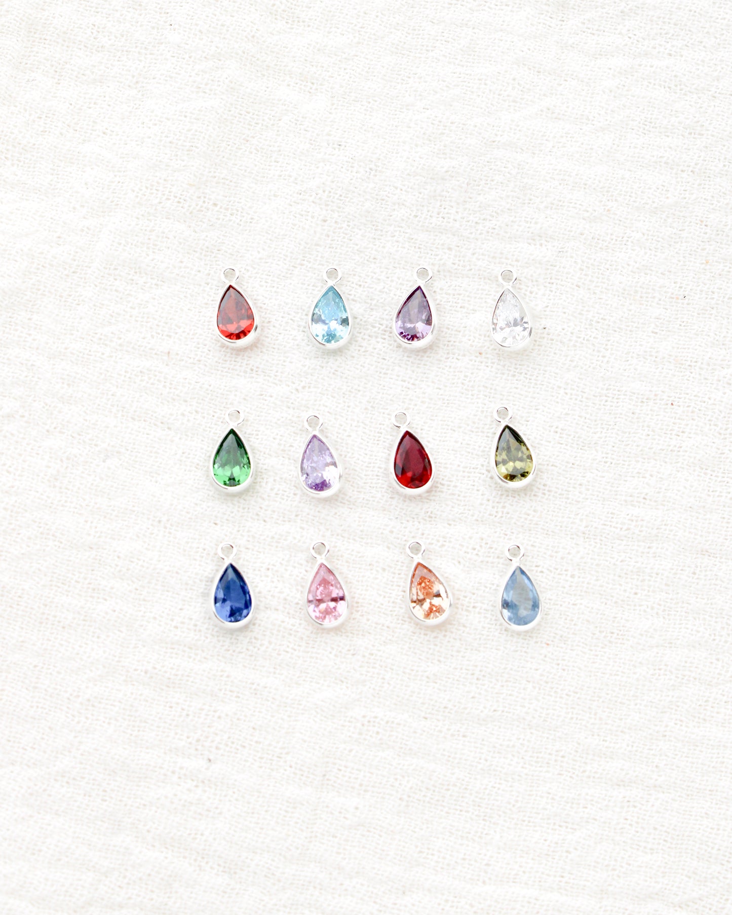 Teardrop Shaped Birthstone Charm, CH285