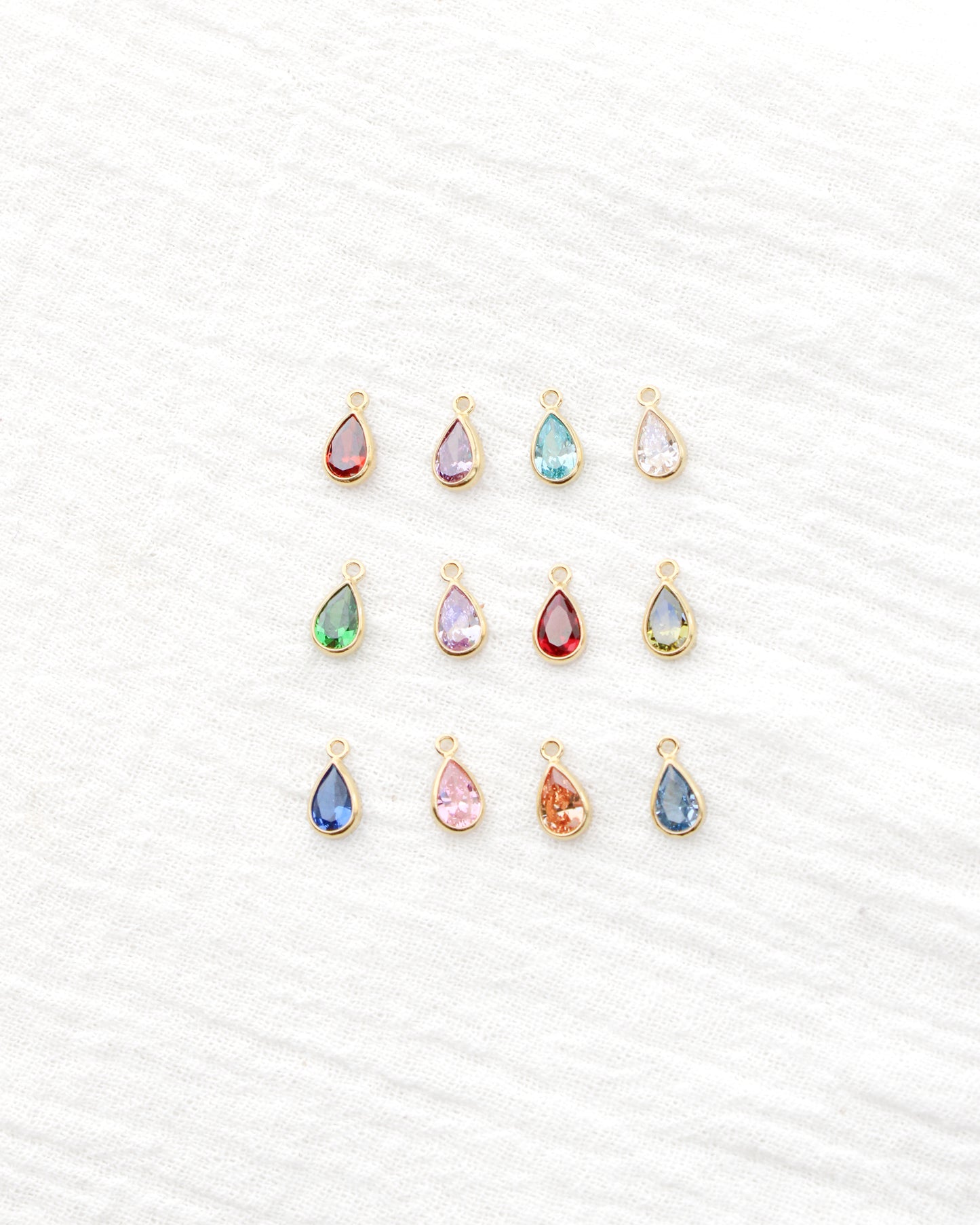 Teardrop Shaped Birthstone Charm, CH285