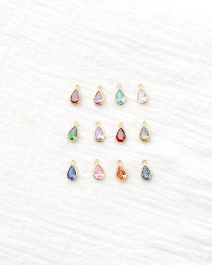 Teardrop Shaped Birthstone Charm, CH285