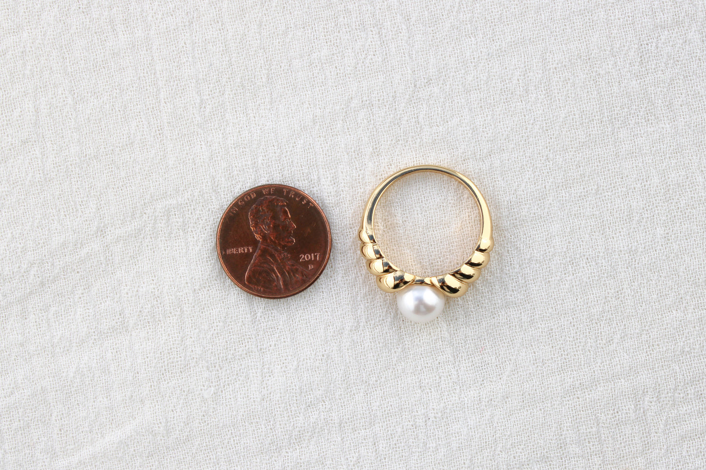 Croissant Dome Band with Pearl Ring, R45