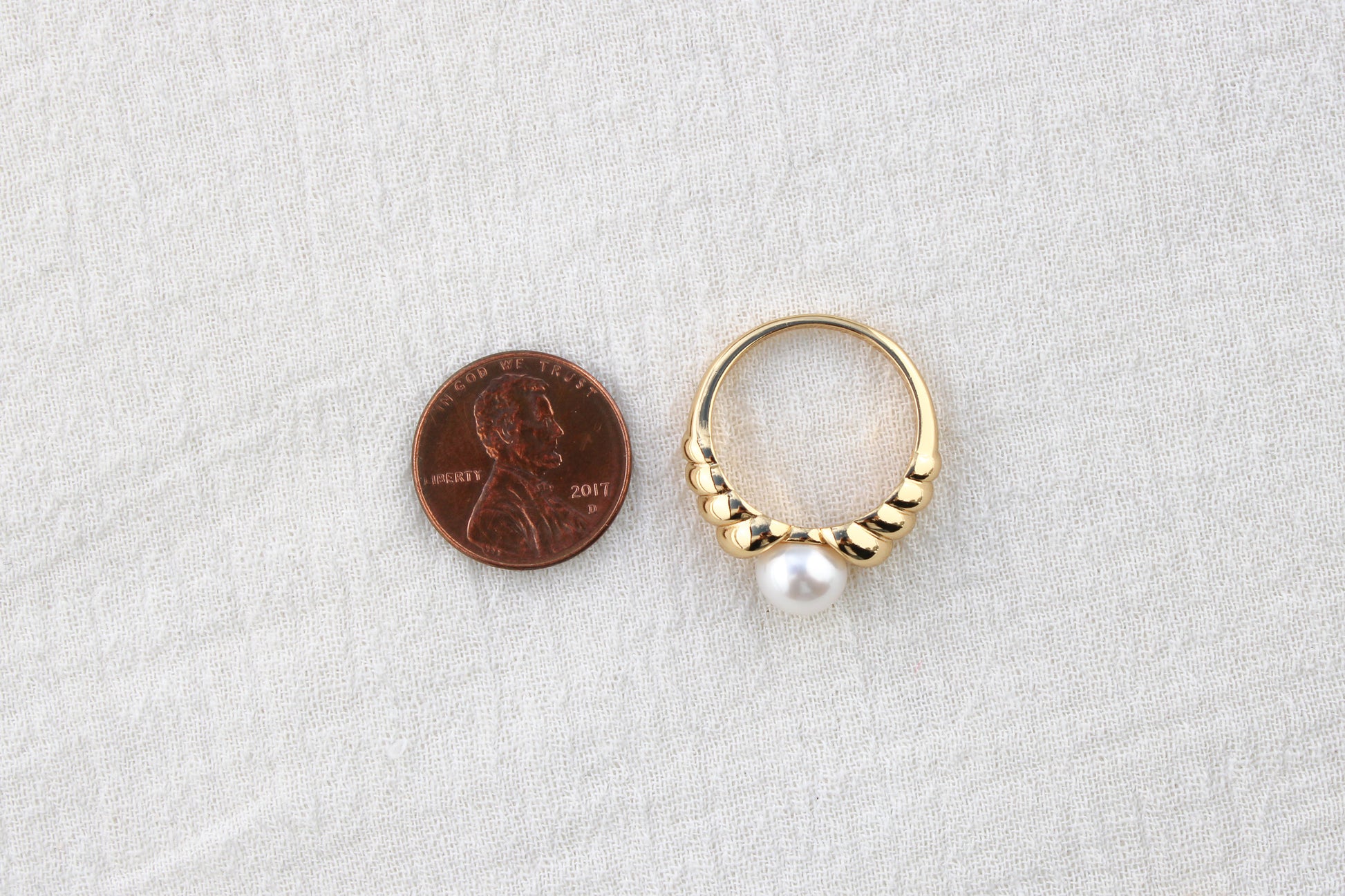 Croissant Dome Band with Pearl Ring, R45