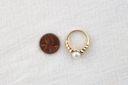 Croissant Dome Band with Pearl Ring, R45
