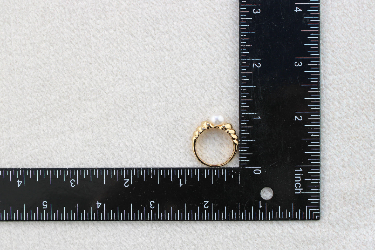 Croissant Dome Band with Pearl Ring, R45