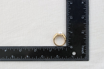 Croissant Dome Band with Pearl Ring, R45