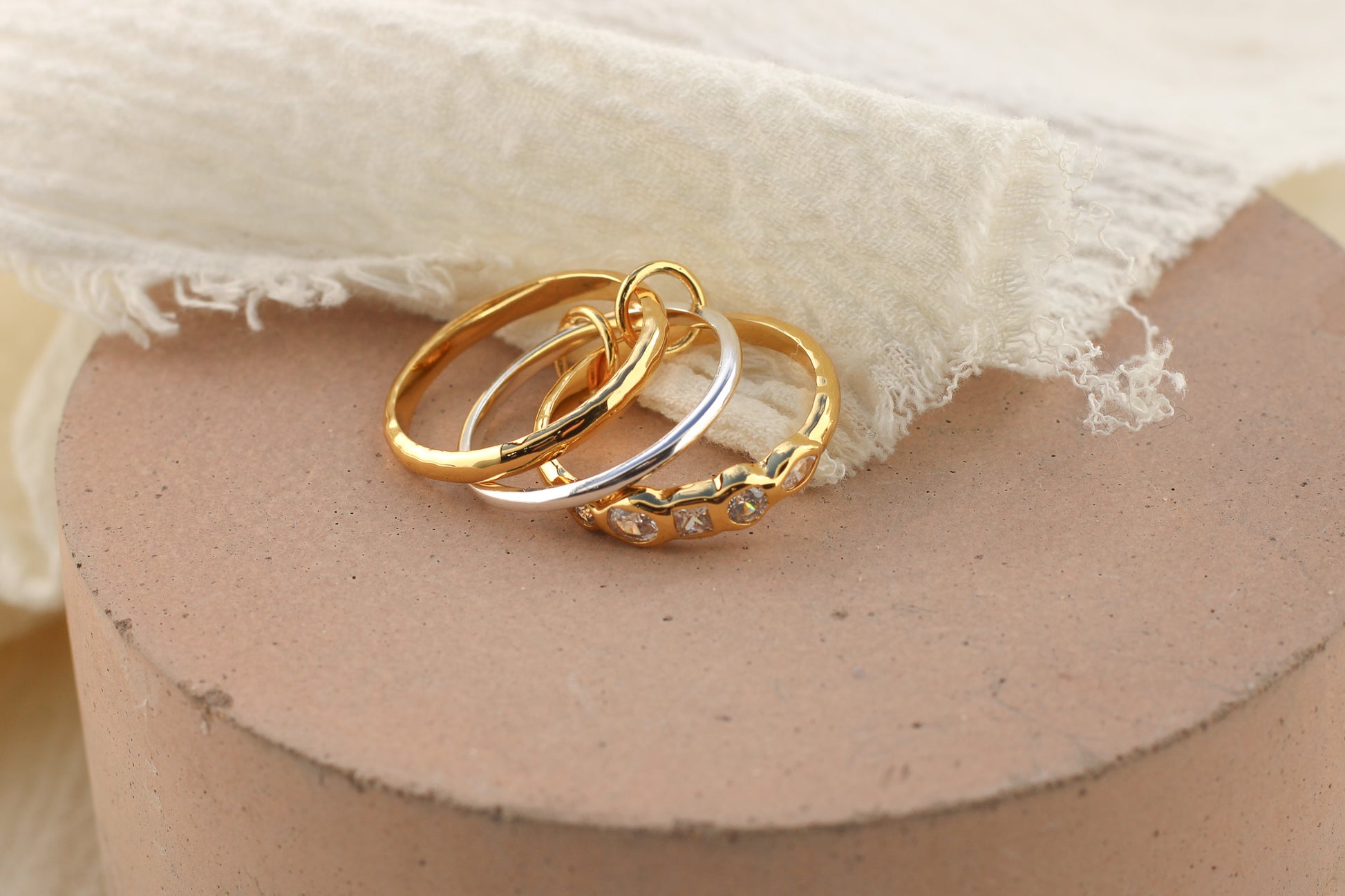 Mixed Metal Cubic Zirconia Stacking Ring, R55