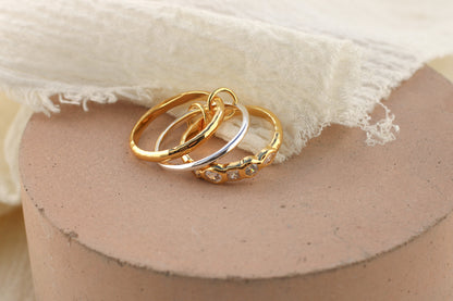 Mixed Metal Cubic Zirconia Stacking Ring, R55