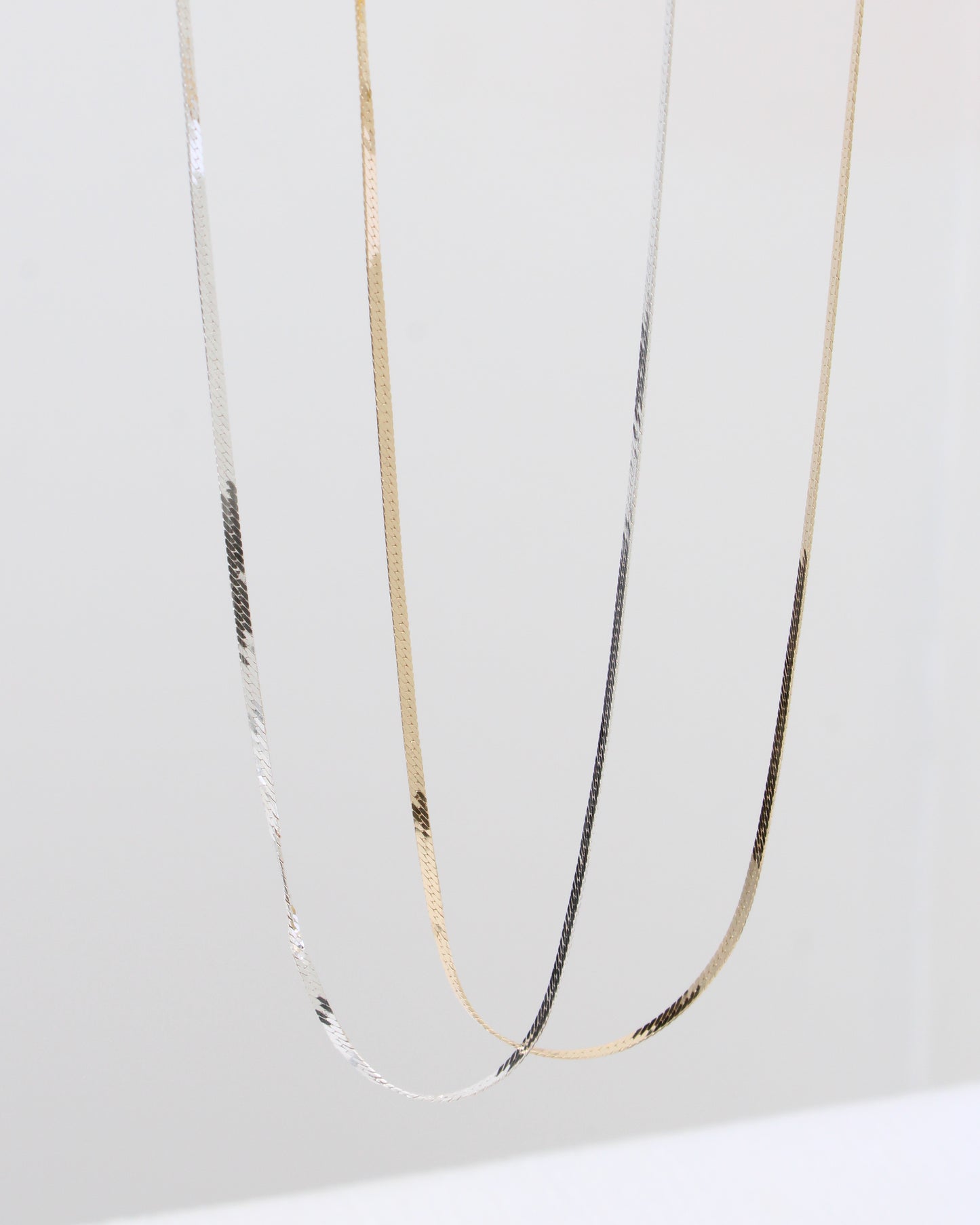 16" 2mm Flat Herringbone Necklace, NC23
