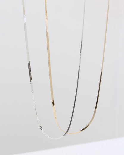 16" 2mm Flat Herringbone Necklace, NC23