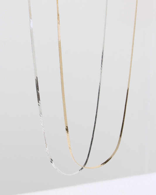 16" 2mm Flat Herringbone Necklace, NC23