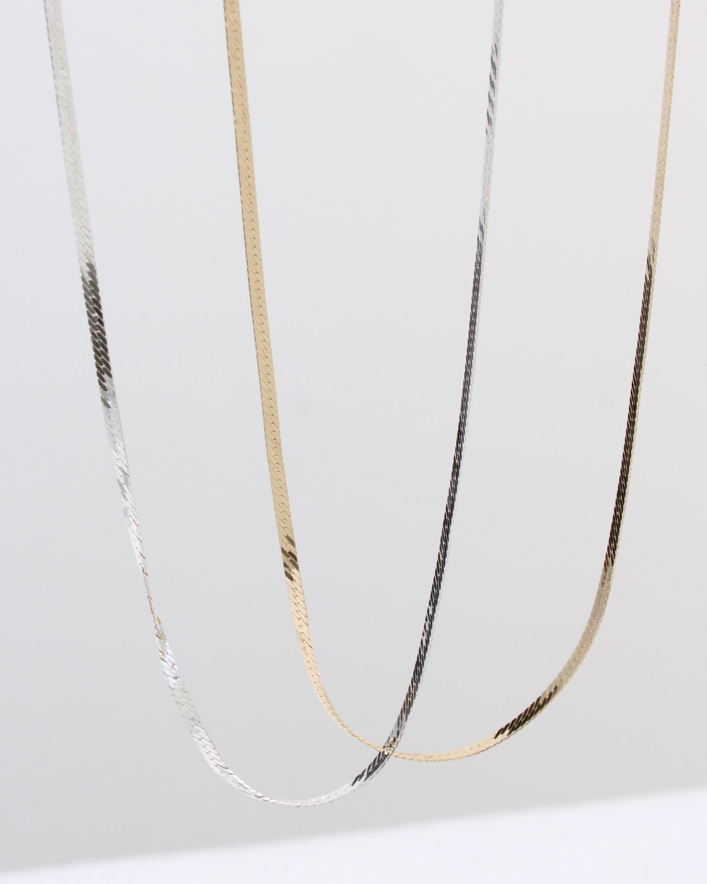 16" 2mm Flat Herringbone Necklace, NC23